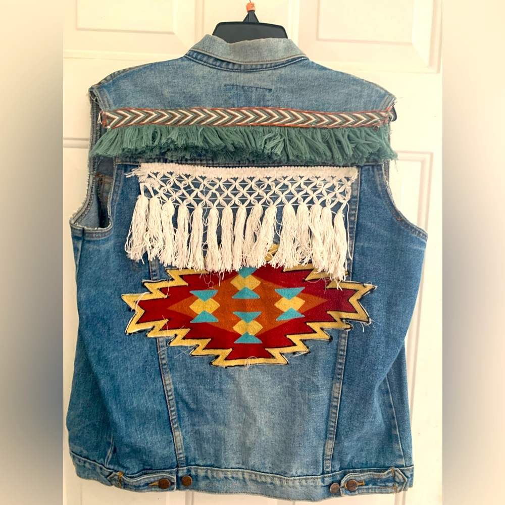 Vtg Boho Woman’s Cowgirl Festival Jean Vest Jacket by Brutus Medium